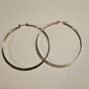 Vintage Silver Toned Extra Large Hoop Earrings